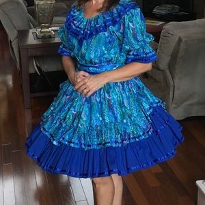 Square Dance skirt and blouse with matching belt and partner tie.